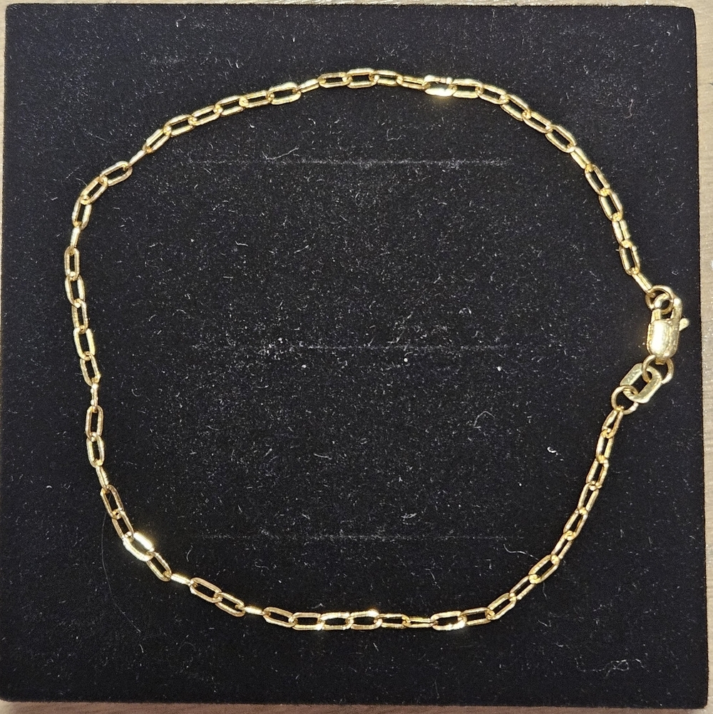 Elegant Solid 10k Gold Paperclip Chain Bracelet